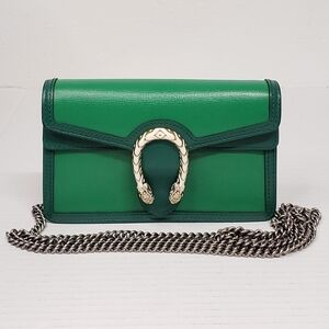 Authentic Gucci Dionysus Super Mini Green Leather Chain Bag Crossbody Luxury Bag
